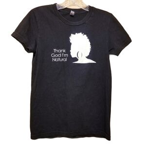 American Apparel | Women's Thank God I'm Natural Black Tee (Size Medium)